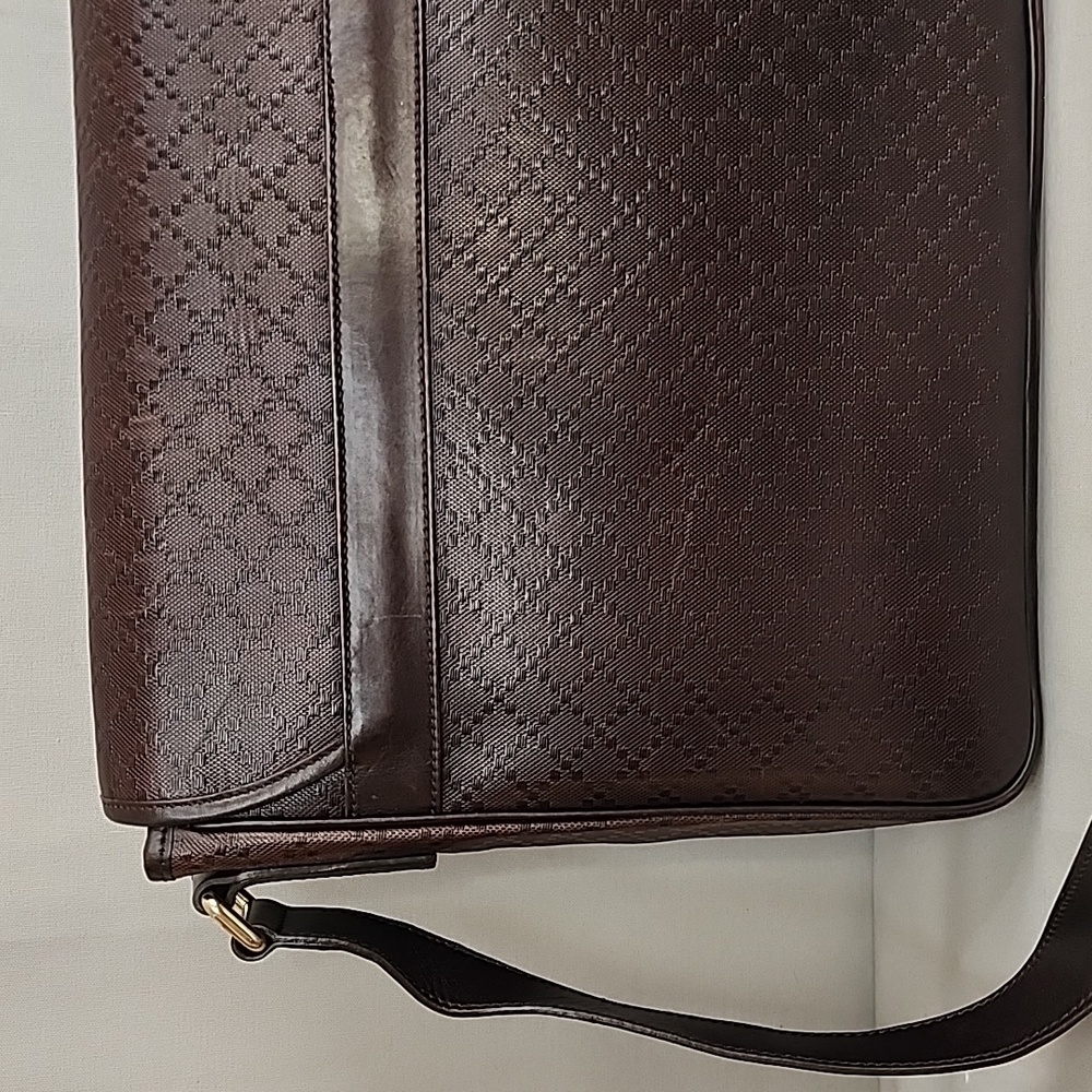 ✨️GUCCI Brown Diamante Leather Messenger Bag - Picture 6 of 16